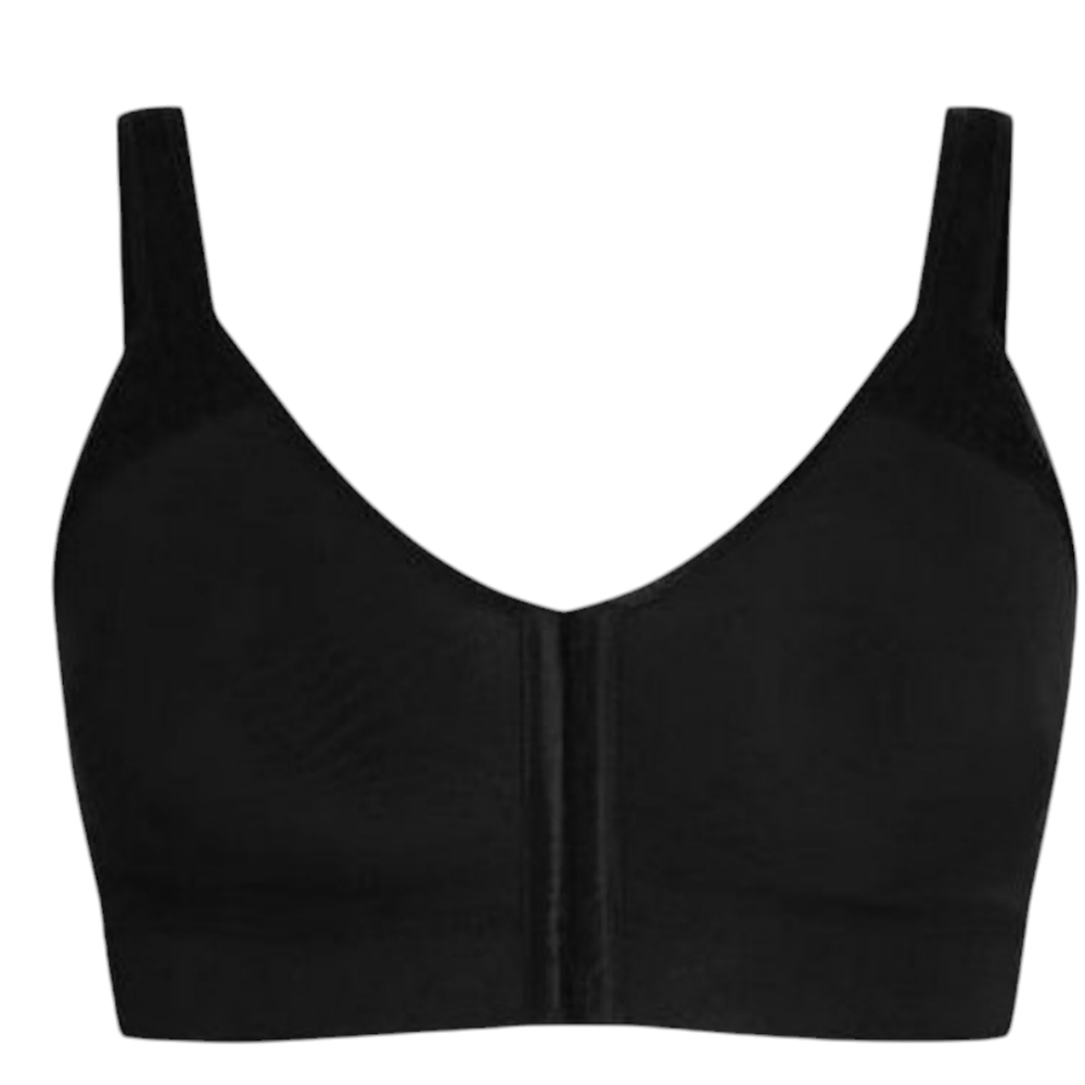 Avenue BLACK Comfort Cotton Wire Free Front Close Bra 34D Lace Dainty Feminine